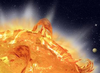 Solar Fireworks: A Massive Eruption and the Spectacle of Auroras Approaching Earth