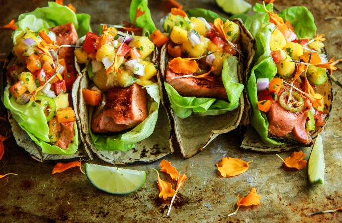 Salmon Tacos with Tangy Mango Salsa