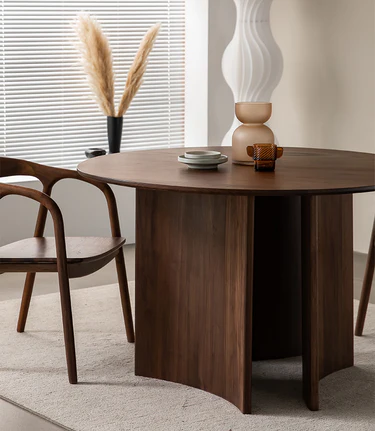 Find the Elegance of a Dark Walnut Round Dining Table